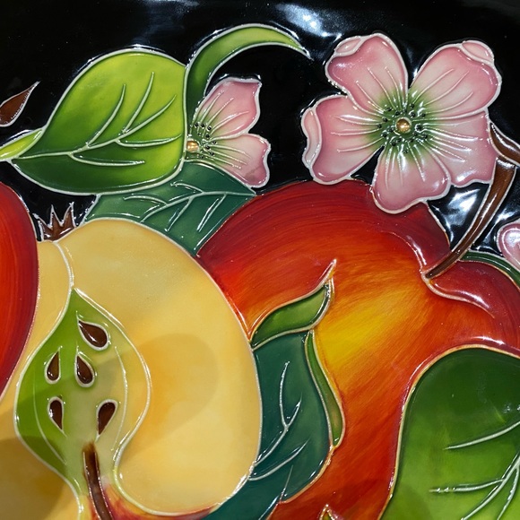 Set Of 2 NWT Vintage 2004 Blue Sky Apple And Apple Blossom 3D Ceramic Dish - Picture 7 of 12